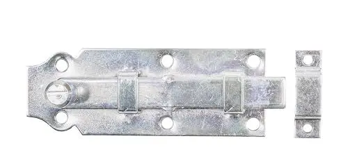 Produktbild: Alberts 115395 Türriegel | gerade, mit Knopfgriff und befestigter Schlaufe | galvanisch verzinkt, dickschichtpassiviert | Platte 120 x 44 mm