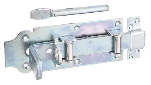 Produktbild: Alberts 118815 Stalltür-Rollen-Schlossriegel | gerade, mit flachem Griff und befestigter Schlaufe | galvanisch verzinkt, dickschichtpassiviert | Platte 200 x 80 mm