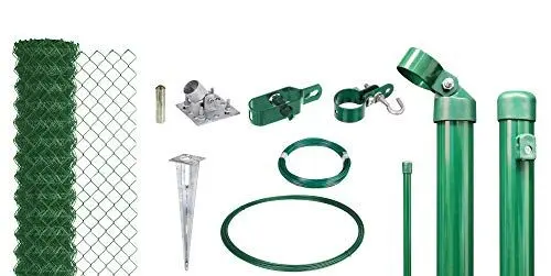 Produktbild: Alberts 633301 Maschendrahtzaun als Zaun-Komplettset, mit Einschlagbodenhülse | verschiedene Längen und Höhen | grün | Höhe 100 cm | Länge 15 m