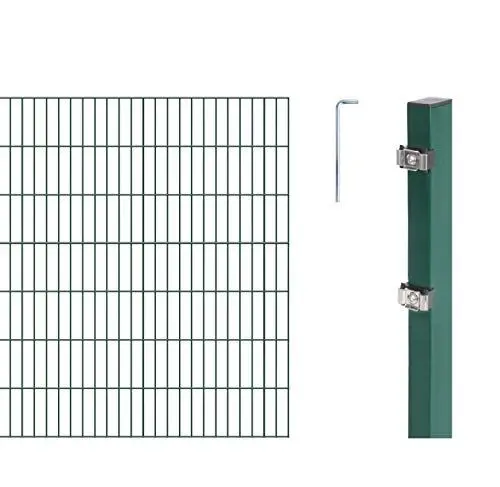 Produktbild: Alberts 652968 Doppelstabmattenzaun als 24 tlg. Zaun-Komplettset | verschiedene Längen und Höhen | grün | Höhe 140 cm | Länge 22 m