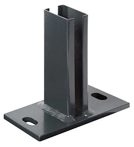 Produktbild: Alberts 686987 Pfostenträger für Zaunpfosten für Doppelstabmatten | zum Aufschrauben | feuerverzinkt, anthrazit kunststoffbeschichtet RAL 7016 | Platte 150 x 80 mm | für Pfosten 60 x 40 mm