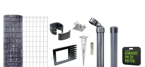Produktbild: Alberts 695781 Fix-Clip Pro als Zaun-Komplettset, mit Einschlagbodenhülse und Kniekissen | verschiedene Längen und Höhen - wahlweise in verschiedenen Farben | anthrazit | Höhe 122 cm | Länge 10 m