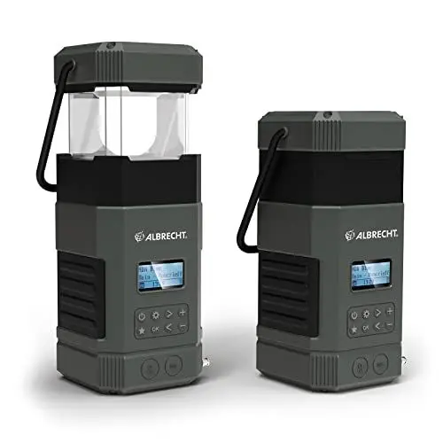 Produktbild: Albrecht DR 114, tragbares DAB+/UKW Outdoor Kurbelradio, 27912, SOS-Notruf, Campinglampe, Taschenlampe, Solarmodul, PowerBank, IPX5 Wasserschutz