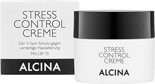 Produktbild: ALCINA Stress Control Creme - 1 x 50 ml - Gesichtspflege mit 3-fach-Schutz gegen vorzeitige Hautalterung - Mit Lichtschutzfaktor 15, Lycopin und DEFENSIL