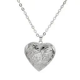 Produktbild: Aleasha Customized Personalisierte Halskette Mit Foto Herz Halskette Frauen Paar Silber Gold Souvenir Schmuck Geschenk (Silber)
