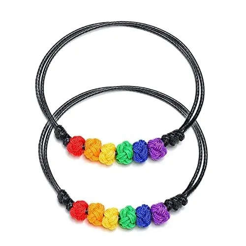 Produktbild: Aleasha Geflochten Armband Lgbtq Armband Gay Bisexuell Armband Damen Herren Segeltau Armbänder Schmuck Geschenk 2 Piece Set