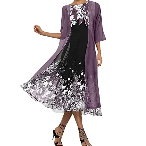 Produktbild: Alecony Abendkleider Damen Kleid für Brautmutter Hochzeit Kleidung Mit Jacke Zweiteiler Frauen Hochzeit Brautmutterkleider Elegant Festliche Kleid Damenkleider Hochzeitskleid für Gäste