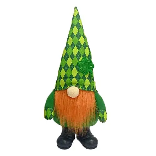 Produktbild: Alecony Kleeblatt Stofftier Kuscheltier Plüschtier Kissen Wichtel Figuren Schwedischen Santa Tomte Gnom Zwerg Puppe Ornament St. Patrick's Day Geschenk Weihnachtswichtel Tischdeko (A)