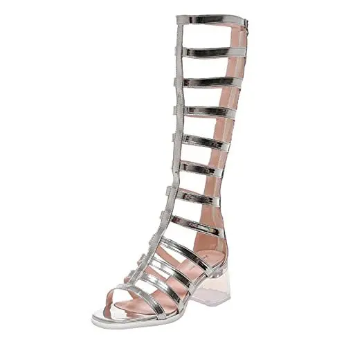 Produktbild: Alecony Sandalen Damen Gladiator Sandalen mit Blockabsatz Riemchensandalen Absatzschuhe Sommerschuhe Keilabsatz Plateau Wedge Sandalen Mit Absatz Hausschuhe Slide-Sandalen Damenschuhe