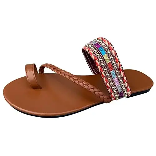 Produktbild: Alecony Schuhe Ballerina Damen Schwarz Fancy Straps Flip Flops mit Korksohle für Damen im Freien, Strand, stilvolle Flip-Flop-Hausschuhe Damen Sandalen Sommer Mit Absatz (Red, 37)