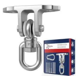 Produktbild: ALECPEA 360°Drehbar Schaukelhaken 450KG Kapazität Edelstahl Deckenhalterung Deckenhaken für Hängesessel | Hängematte | Slingtrainer | Boxsack | Yoga