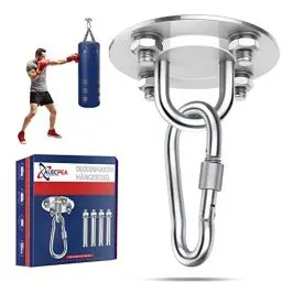Produktbild: ALECPEA Edelstahl Deckenhaken für Boxsäcke - 400 kg Tragkraft - Bombenfeste Boxsack Halterung - Ideale Deckenhalterung zur Boxsack Aufhängung - Inkl. Deutscher Anleitung