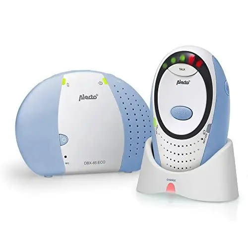 Produktbild: Alecto DBX-85 Digitale Eco DECT Babyphone (100% störungsfrei), hohe Reichweite von bis zu 300 Meter, Rücksprechfunktion, LED-Geräuschanzeige und Nachtlicht