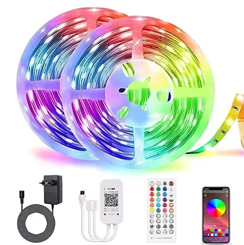Produktbild: ALED LIGHT 20M RGB LED Streifen Bluetooth, LED Strip Lichtband 5050 Stripes App Sync mit Musik Flexible LED Leiste Bänder Strips mit Fernbedienung LED Band Lichterkette Lichtstreifen Dekoration
