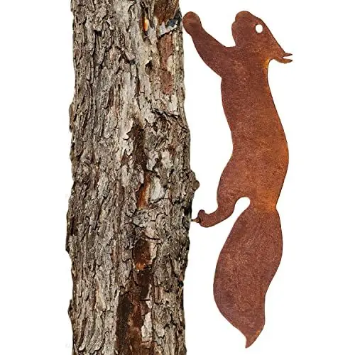 Produktbild: ALEMIN Rostiges Eichhörnchen zum Schraube in Holz, Gartenstecker Rost Rostige Gartendeko Eichhörnchen Rost Deko Baumstecker