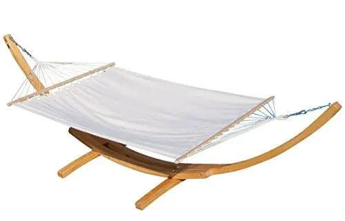 Produktbild: ALEOS. 410cm XXL Hängemattengestell Natur Hängematte mit Gestell aus Holz Lärche mit Stabhängematte