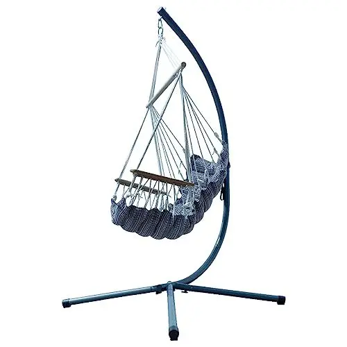 Produktbild: ALEOS. Design Hängesessel mit Metall Gestell komplett inkl. Ketten und Karabiner Outdoor - Metallgestell mit Hängestuhl - Hängesitz mit Ständer Gartenmöbel, Farbe:Spezial