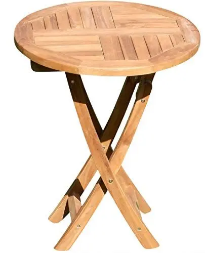 Produktbild: ALEOS. Echt Teak Holz Klapptisch Holztisch rund 60cm Gartentisch Garten Tisch Coamo Teakholz