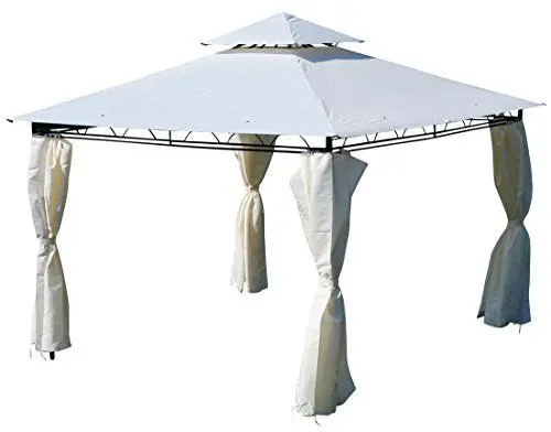 Produktbild: ALEOS. AS-S Garten Pavillon Gartenpavillon 3x3 Meter, Dach 100% WASSERDICHT UV30+ 9m² mit 4 Vorhängen quadratisch