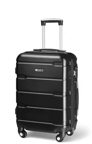 Produktbild: ALEOS. Handgepäckskoffer M 40x25x55cm Reisekoffer, Hartschalenkoffer, Schwarz, leicht, Hartschale, robust, Trolley, Handgepäck, 100% ABS+PC, TSA Schloss, leichtgängige 4 Rollen