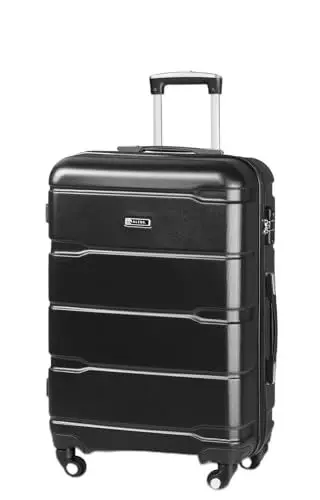 Produktbild: ALEOS. Hartschalen Koffer XL 45x28x66cm Reisekoffer, Hartschalen Trolley, Schwarz, leicht, Hartschale, robust, 100% ABS+PC, TSA Schloss, leichtgängige 4 Rollen