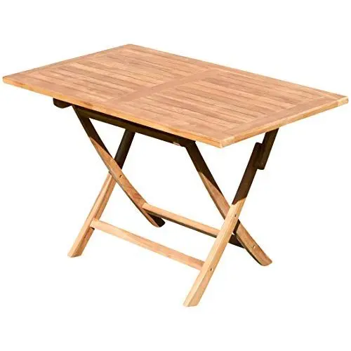 Produktbild: ALEOS. Teak Klapptisch Holztisch Gartentisch Garten Tisch 120x70cm JAV-Aves Holz echt Teakholz