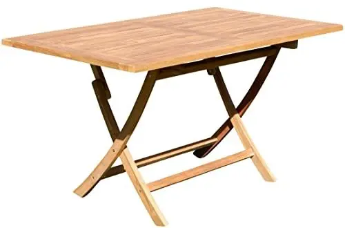 Produktbild: ALEOS. XXL echt Teak Klapptisch Holztisch Gartentisch Garten Tisch 140x80 cm JAV-Aves Holz Teakholz