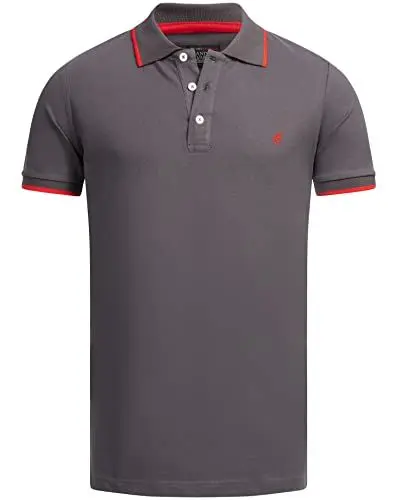 Produktbild: ALESSANDRO SALVARINI Herren Polo Shirt Designer Poloshirt Kurzarm AS316 Dunkelgrau Größe L - Gr. L