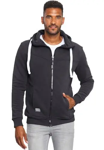 Produktbild: ALESSANDRO SALVARINI Herren Sweatjacke (S-5XL) mit Kapuze - Leicht, Atmungsaktiv, Kapuzenpullover mit Reißverschluss Männer - AS-123 Anthra Large