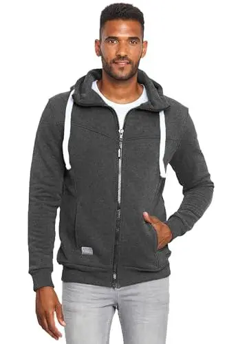 Produktbild: ALESSANDRO SALVARINI Herren Sweatjacke (S-5XL) mit Kapuze - Leicht, Atmungsaktiv, Kapuzenpullover mit Reißverschluss Männer - AS-123 Dgrau Large