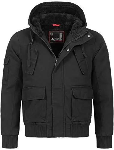 Produktbild: ALESSANDRO SALVARINI Herren Winterjacke (S-3XL) - 100% Baumwolle Obermaterial, Teddyfell innen komplett, Warme Jacke Männer - AS-139 Schwarz Small