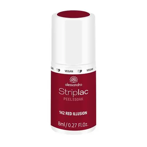 Produktbild: alessandro Striplac UV-Nagellack Red Ilusion – Schonend und langanhaltend – Einfache Entfernung dank Peel-Off-Technologie – Vegan und tierversuchsfrei – 8 ml