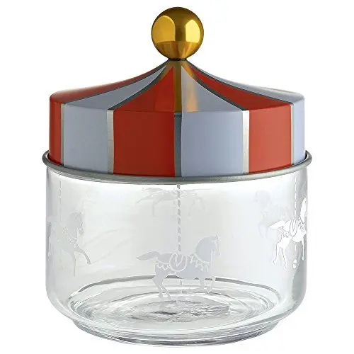 Produktbild: Alessi Circus MW30/50 - Küchengefäß für Design-Lebensmittel, in Screen-bedrucktes Glas mit Deckel in Beilband, 50 cl, Bunt