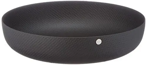 Produktbild: Alessi JM17/21 BT - Runder Designkorb, Buntstahl mit Epoxidharz und Reliefschmuck, Schwarz, 21 cm