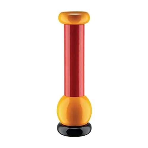 Produktbild: Alessi MP0210 - Salz-/Pfeffer- und Gewürzmühle, aus Buchenholz, Schwarz, Gelb und Rot