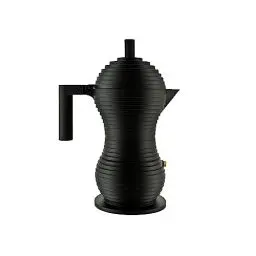Produktbild: Alessi Pulcina MDL02/6 BB - Design-Espresso-Kaffeemaschine, aus Aluminiumguss mit Griff und Knopf aus PA, 6 Tassen, Schwarz, 20 cm