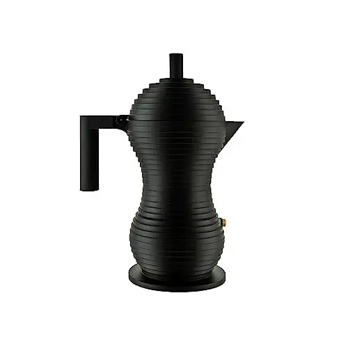 Produktbild: Alessi Pulcina MDL02/6 BB - Design-Espresso-Kaffeemaschine, aus Aluminiumguss mit Griff und Knopf aus PA, 6 Tassen, Schwarz, 20 cm