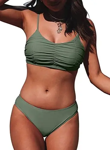 Produktbild: Aleumdr Damen Bikini Push up Bikini Set Einfarbig Zweiteiliger Badeanzug A-209 XL