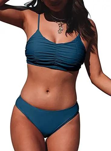 Produktbild: Aleudmr Damen Bikini Push up Bademode Bauchweg Zweiteiliger Bikini Damen Tankini Set High Waist Sportlich Badeanzüge A-109 L