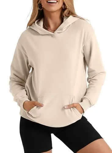 Produktbild: Aleumdr Damen Kapuzenpullover Hoodie Oversize Pullover Damen Sweatshirt Einfarbig Freizeit Sport Hoodie,Khaki M