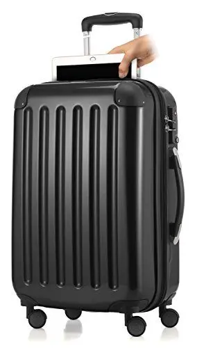 Produktbild: Alex Handgepäck mit Laptopfach Hartschalen Trolley Roll-Reisekoffer 4 Doppel-Rollen, 55 cm, 42 L, Schwarz