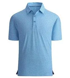Produktbild: Alex Vando Herren Poloshirt Feuchtigkeitsableitend Kurzarm Atmungsaktiv Druck Golf Polo Shirt Schnelltrocknend Männer Polohemd, Blue dots, M
