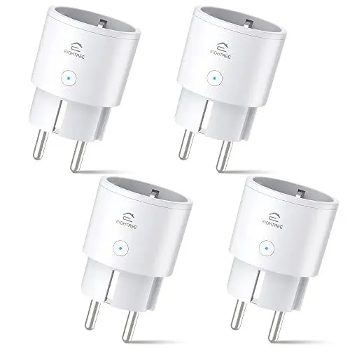 Produktbild: Alexa Steckdose 4er Pack, EIGHTREE Smart WLAN Steckdose mit Strommessung, Sprachsteuerung & Timer, Smart Home WiFi Steckdose funktioniert mit Alexa, Google Home, Nur 2.4GHz WiFi