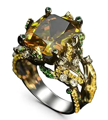 Produktbild: Alexandrit Ring Edlen Schmuck Schmuck für Frauen Zauberwald SchwarzGelb Gold Sterling Silber Stilvoller Ring