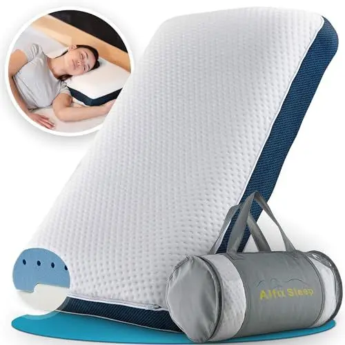 Produktbild: Alfa Sleep Orthopädisches Kissen (The Flow Pillow) Ergonomisches Kopfkissen gegen Nackenschmerzen aus Memory Foam - Wendekissen 2in1, nackenstützkissen für Seitenschläferkissen & Rückenschläferkissen