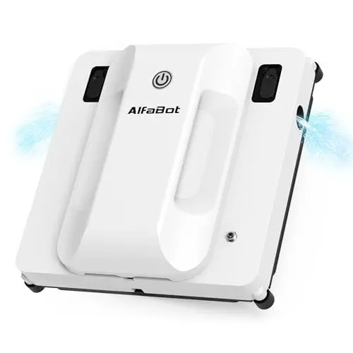 Produktbild: AlfaBot GLS400 Fensterputzroboter, intelligente Fensterscheiben Reinigung mit Doppelte automatische Wassersprühfunktion, 50ml Wassertank, Randerkennungstechnologie, Quadratisch