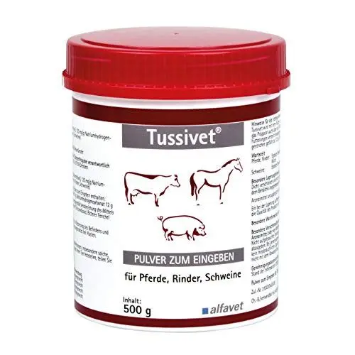 Produktbild: Alfavet Tussivet, Pulver bei Husten für Pferd, Rind und Schwein, 500g Dose
