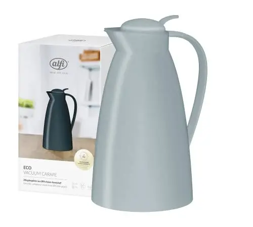 Produktbild: alfi ECO 1,0l, quarry, Isolierkanne mit hygienischem Hartglaseinsatz aus Kunststoff, Drehverschluss mit bequemer Drucktaste, Ausgießen mit einer Hand, ideal als Kaffeekanne, Teekanne, BPA-frei
