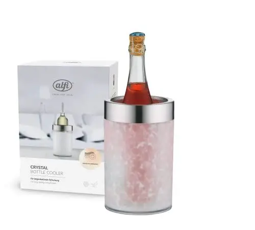 Produktbild: alfi Weinkühler Crystal Ice, Aktiv-Flaschenkühler aus doppelwandigem Acryl, 0355.011.000 Sektkühler einfach im Gefrierfach vorkühlen, Getränkekühler hält Flaschen über Stunden kalt, 16.3 x 16.3 x 22.7 cm