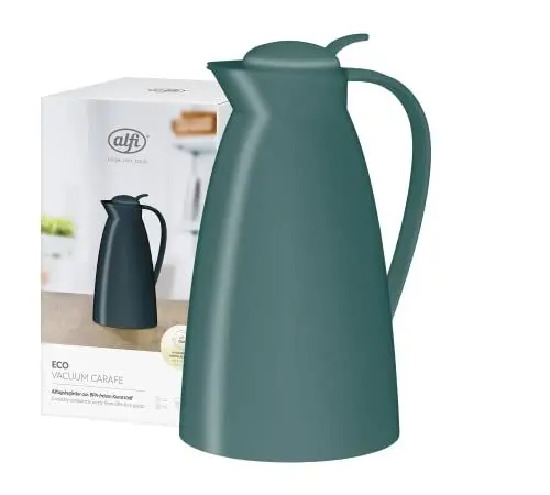 Produktbild: alfi ECO 1,0l, sea pine, Isolierkanne mit hygienischem Hartglaseinsatz aus Kunststoff, Drehverschluss mit bequemer Drucktaste, Ausgießen mit einer Hand, ideal als Kaffeekanne, Teekanne, BPA-frei